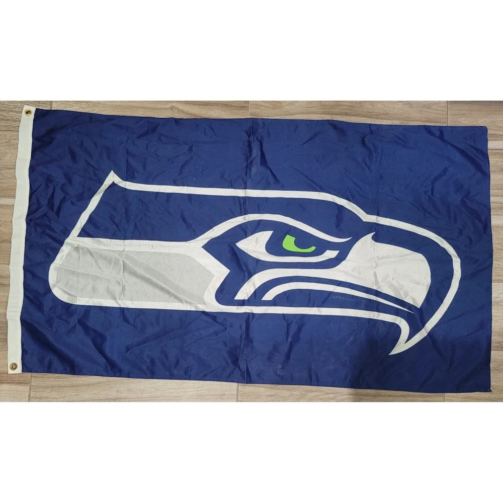 Seattle Seahawks Flag NFL Football Team Logo Banner Navy Blue 3x5 ft Fan Cave